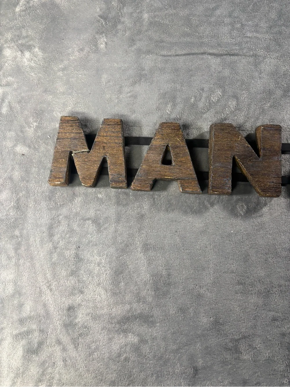 MAN CAVE Wooden Wall Sign - Brown Rustic Accent